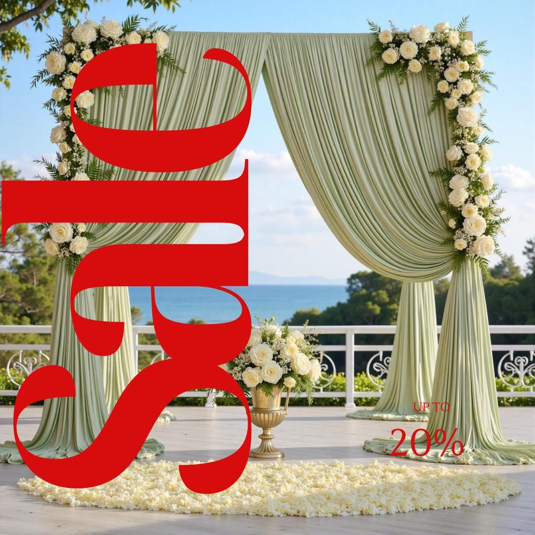 SAGE - Wrinkle Free Backdrop Curtains for Parties  - 10 Panels 5x10ft Silky Interlock Backdrop for Weddings Birthday Party Curtains
