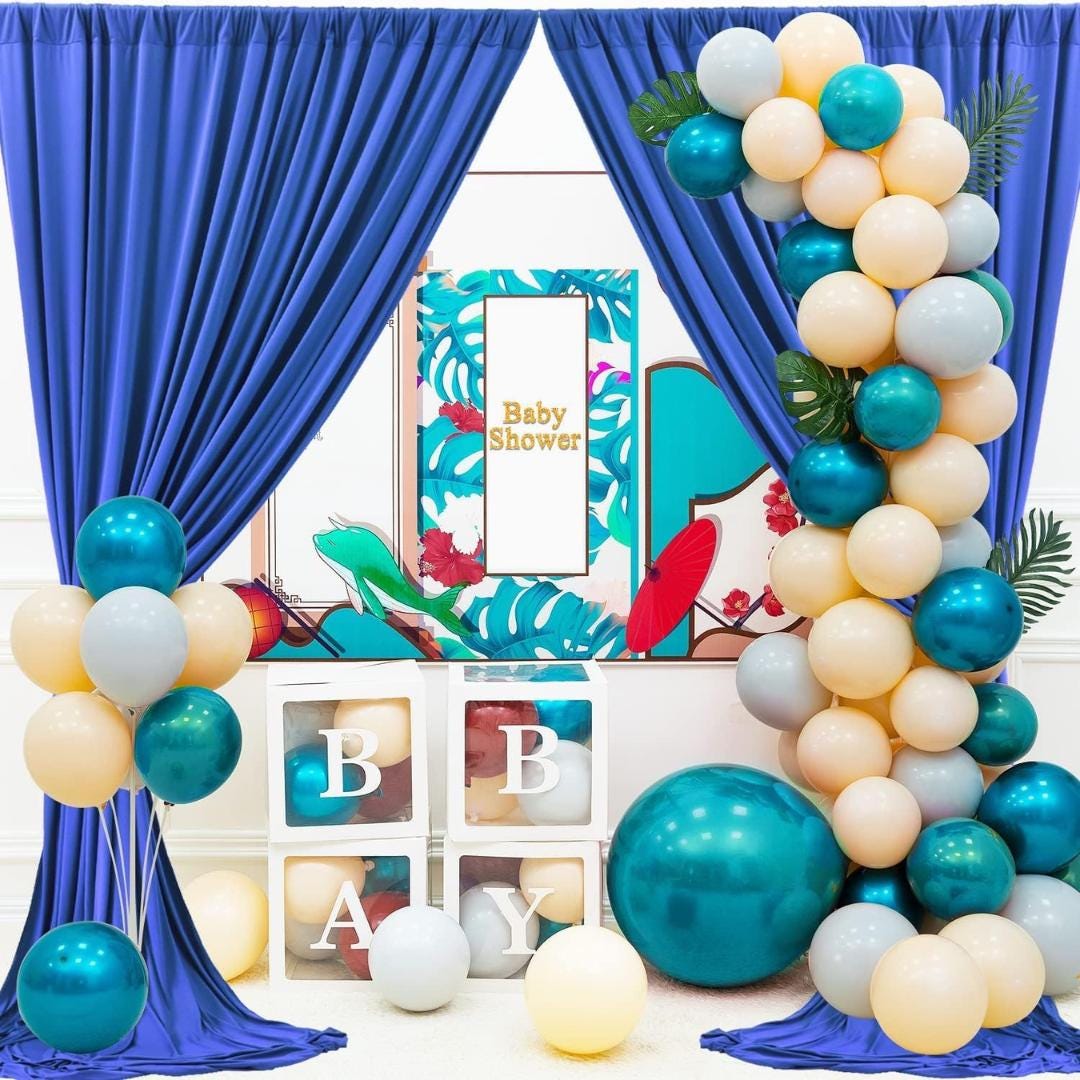 ROYAL BLUE - Wrinkle Free Backdrop Curtains for Parties  - 10 Panels 5x10ft Silky Interlock Backdrop for Weddings Birthday Party Curtains