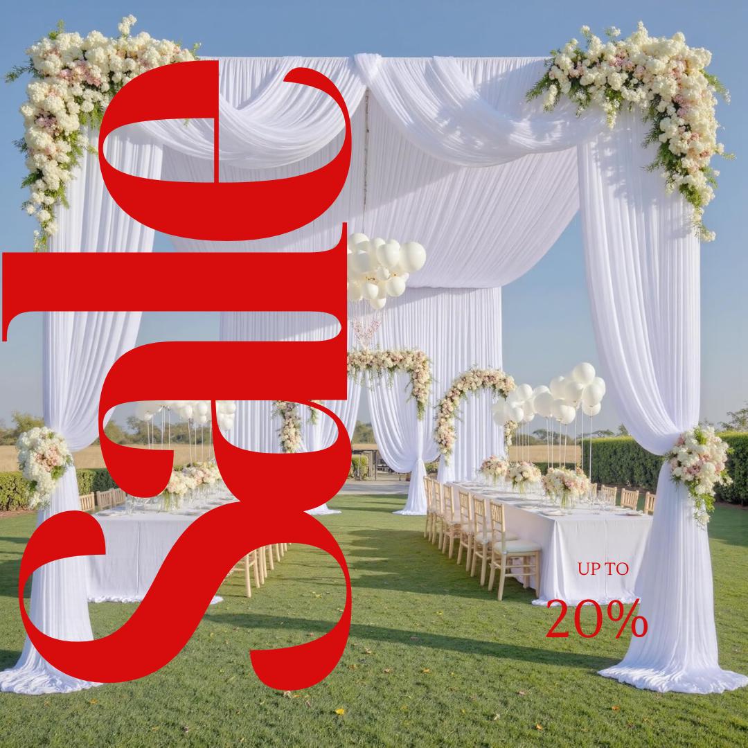 WHITE - 5' x 21 Ft Ceiling Drapes for Wedding Parties, Wrinkle Free Interlock Canopy Tent Draping Ceiling Curtains Arch Drapery for Events