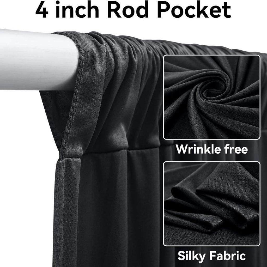 BLACK - 5' x 40 Ft Ceiling Drapes for Wedding Parties, Wrinkle Free Interlock Canopy Tent Draping Ceiling Curtains Arch Drapery for Events