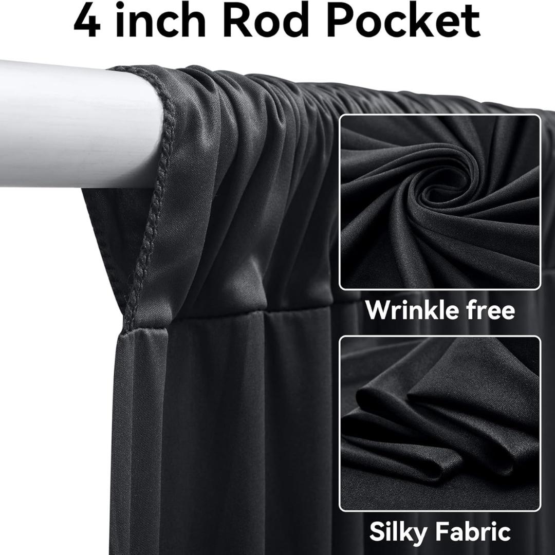 BLACK - 5' x 40 Ft Ceiling Drapes for Wedding Parties, Wrinkle Free Interlock Canopy Tent Draping Ceiling Curtains Arch Drapery for Events