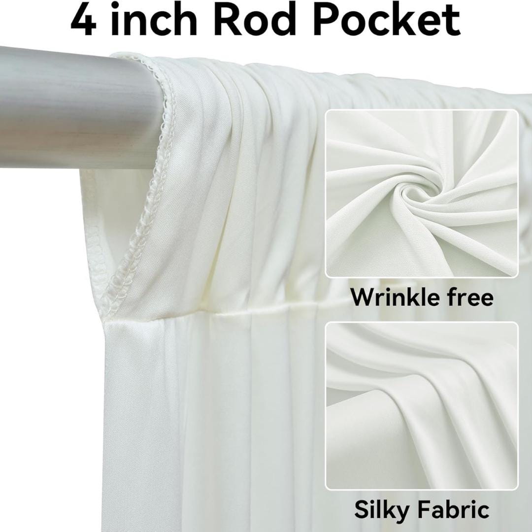 IVORY - 5' x 21 Ft Ceiling Drapes for Wedding Parties, Wrinkle Free Interlock Canopy Tent Draping Ceiling Curtains Arch Drapery for Events