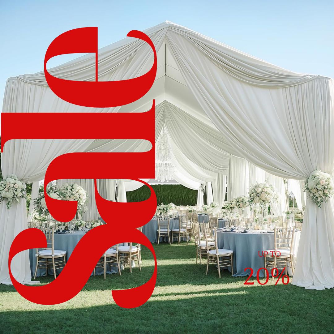 IVORY - 5' x 40 Ft Ceiling Drapes for Wedding Parties, Wrinkle Free Interlock Canopy Tent Draping Ceiling Curtains Arch Drapery for Events