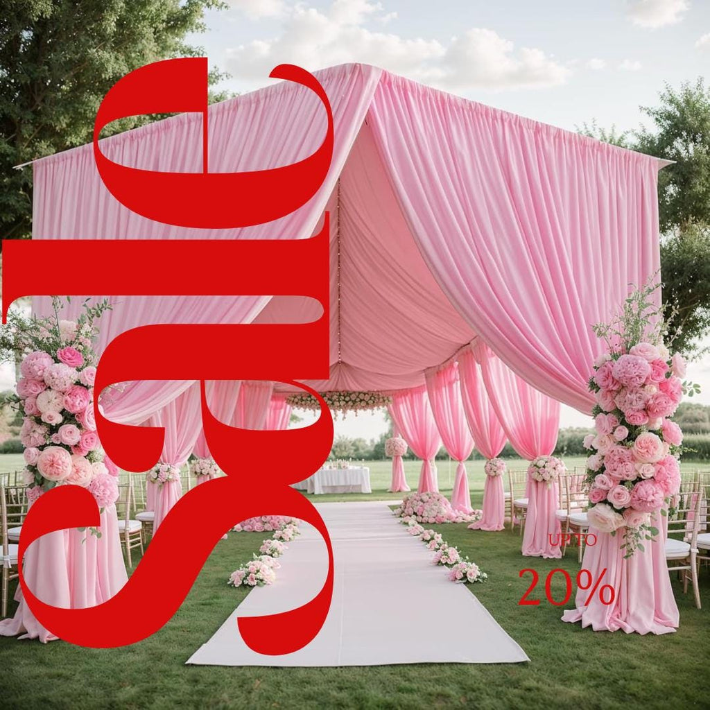 PINK - 5' x 33 Ft Ceiling Drapes for Wedding Parties, Wrinkle Free Interlock Canopy Tent Draping Ceiling Curtains Arch Drapery for Events