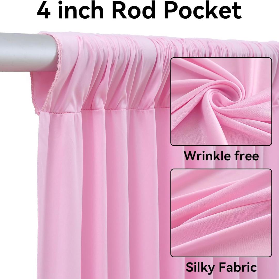 PINK - 5' x 40 Ft Ceiling Drapes for Wedding Parties, Wrinkle Free Interlock Canopy Tent Draping Ceiling Curtains Arch Drapery for Events