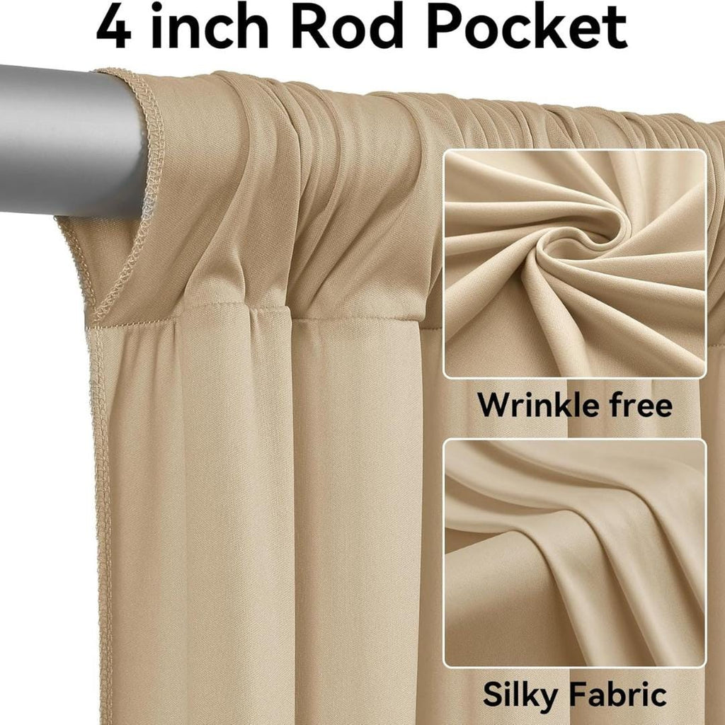 BEIGE - 5' x 40 Ft Ceiling Drapes for Wedding Parties, Wrinkle Free Interlock Canopy Tent Draping Ceiling Curtains Arch Drapery for Events