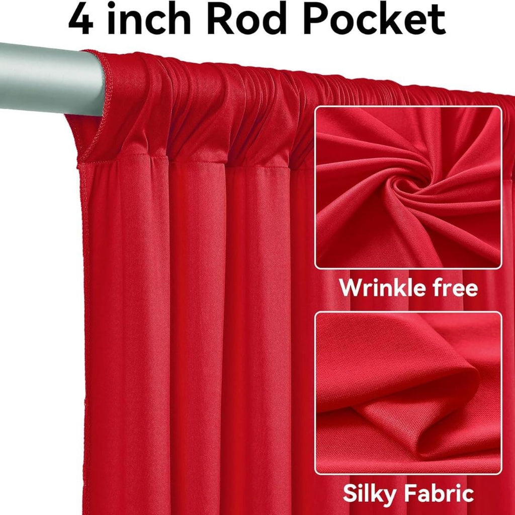 RED - 5' x 33 Ft Ceiling Drapes for Wedding Parties, Wrinkle Free Interlock Canopy Tent Draping Ceiling Curtains Arch Drapery for Events