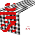 14" Wide Polyester Poplin Gingham, Checkered, Plaid Table Runner (White & Black , 14" Wide x 90" Long) for Party Sweetest Day Wedding