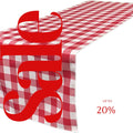 14" Wide Polyester Poplin Gingham, Checkered, Plaid Table Runner (White & Fuchsia , 14" Wide x 90" Long) for Party Sweetest Day Wedding