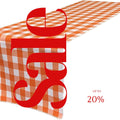 14" Wide Polyester Poplin Gingham, Checkered, Plaid Table Runner (White & Orange , 14" Wide x 90" Long) for Party Sweetest Day Wedding