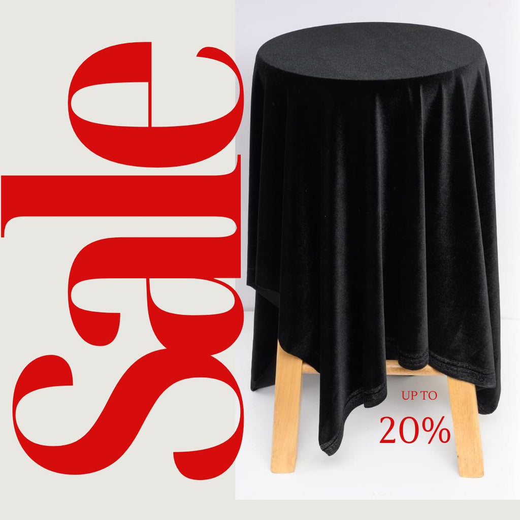 Stretch Velvet Tablecloth - BLACK -  Luxurious Elegant Table Cover in Beautiful for Weddings, Parties, Baby Showers and Events. Choose Size