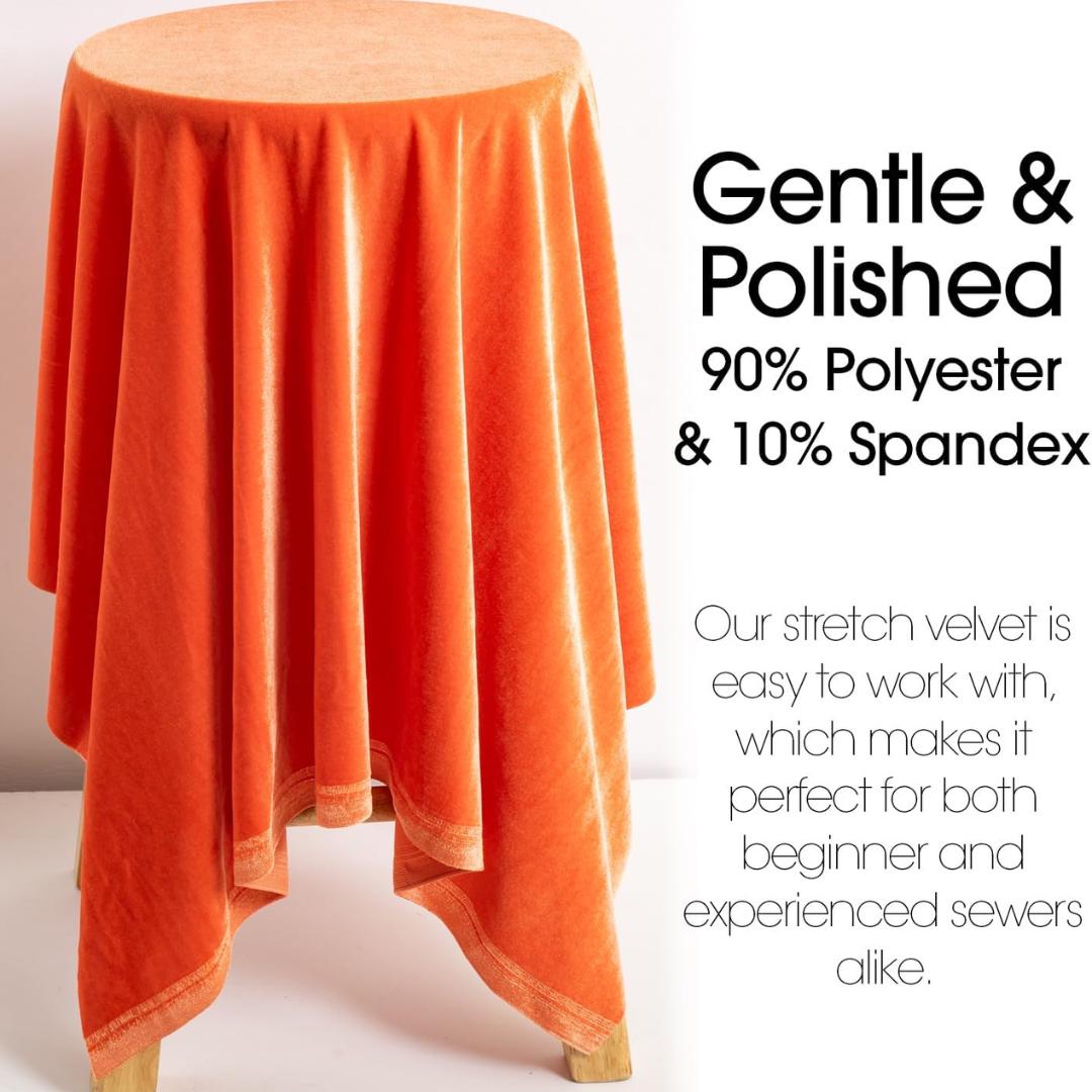 Stretch Velvet Tablecloth - ORANGE -  Luxurious Elegant Table Cover in Beautiful for Weddings, Parties, Baby Showers and Events. Choose Size