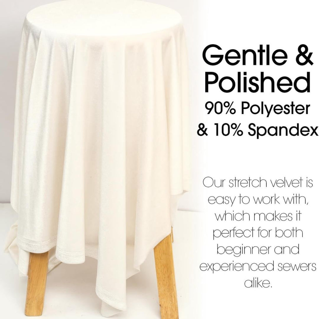 Stretch Velvet Tablecloth - IVORY -  Luxurious Elegant Table Cover in Beautiful for Weddings, Parties, Baby Showers and Events. Choose Size