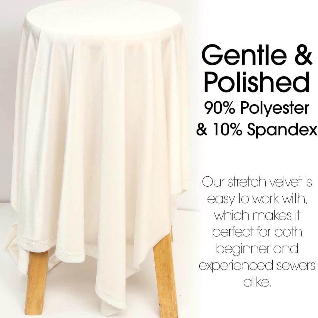 Stretch Velvet Tablecloth - IVORY -  Luxurious Elegant Table Cover in Beautiful for Weddings, Parties, Baby Showers and Events. Choose Size