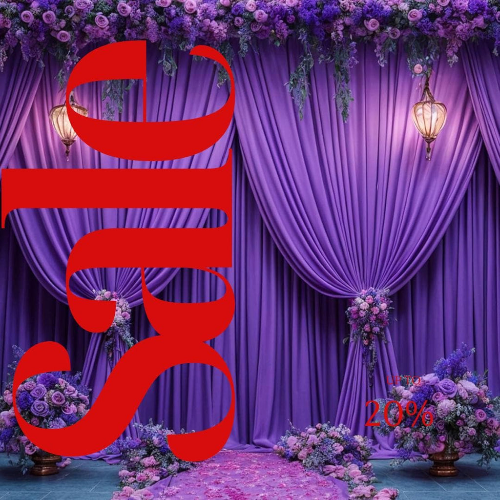 PURPLE - Wrinkle Free Backdrop Curtains for Parties  - 10 Panels 5x10ft Silky Interlock Backdrop for Weddings Birthday Party Curtains