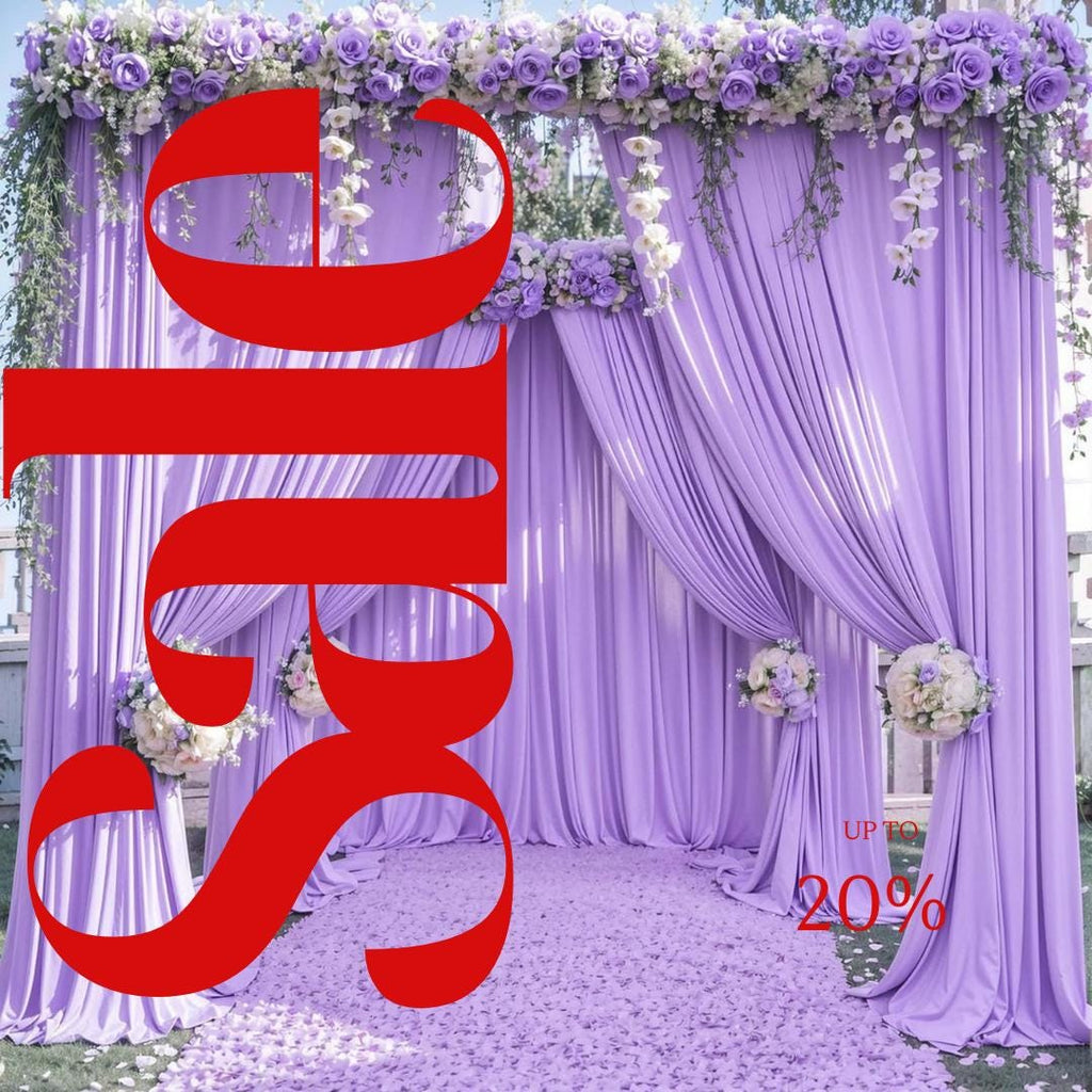 LAVENDER - 5 Ft x 15 Ft Wrinkle Free Backdrop Curtains for Parties  - 4 Panels Silky Interlock Backdrop for Weddings Birthday Party Curtains