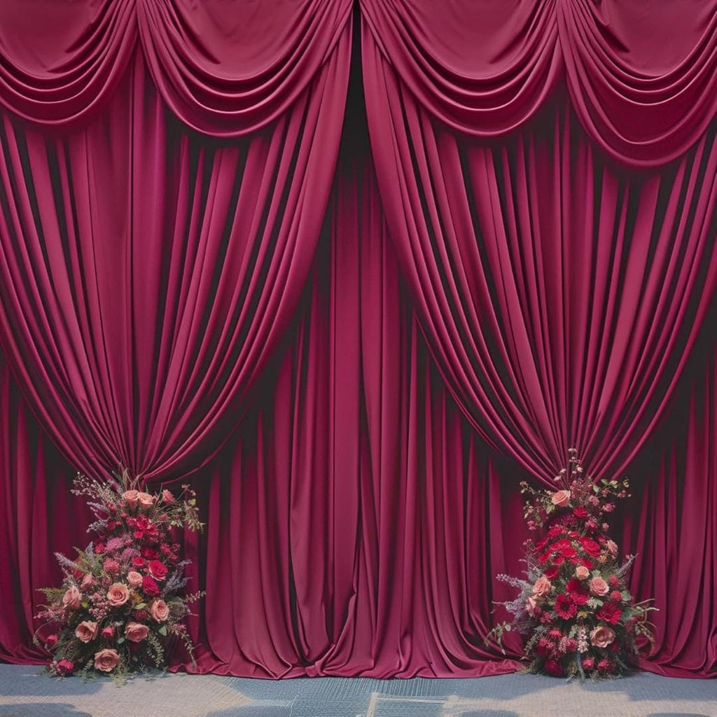 BURGUNDY - Wrinkle Free Backdrop Curtains for Parties  - 10 Panels 5x10ft Silky Interlock Backdrop for Weddings Birthday Party Curtains