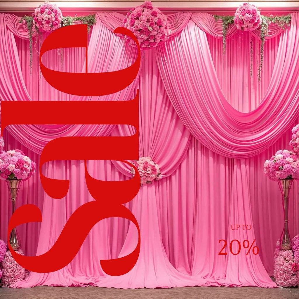 HOT PINK - 5Ft x 15 Ft Wrinkle Free Backdrop Curtains for Parties  - 4 Panels Silky Interlock Backdrop for Weddings Birthday Party Curtains