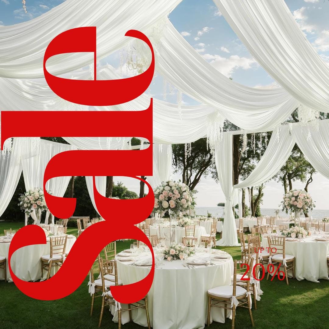 IVORY - 5' x 40 Ft Ceiling Drapes for Wedding Parties, Wrinkle Free Interlock Canopy Tent Draping Ceiling Curtains Arch Drapery for Events