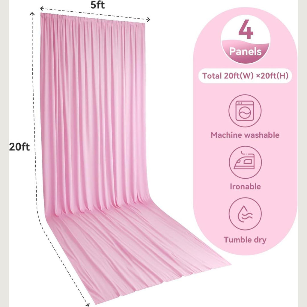 PINK - 5' x 21 Ft Ceiling Drapes for Wedding Parties, Wrinkle Free Interlock Canopy Tent Draping Ceiling Curtains Arch Drapery for Events