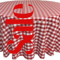 WHITE/RED - Polyester Gingham Checkered Tablecloth - Round Table Cover Overlay for Wedding Birthday Party Baby Bridal Shower. Choose Size