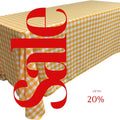 WHITE/YELLOW - Polyester Gingham Checkered Rectangular - Table Cover Overlay for Wedding Birthday Party Baby Bridal Shower. Choose Size