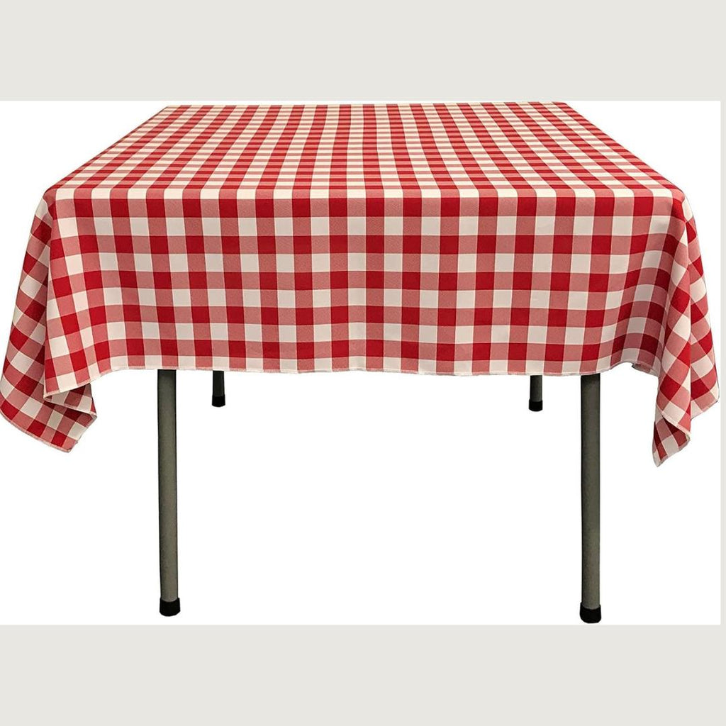 WHITE/RED - Gingham Overlay - Checkered Tablecloth for Parties - Farmhouse Tablecloth - Spring Tablecloth - Picnic Tablecloth