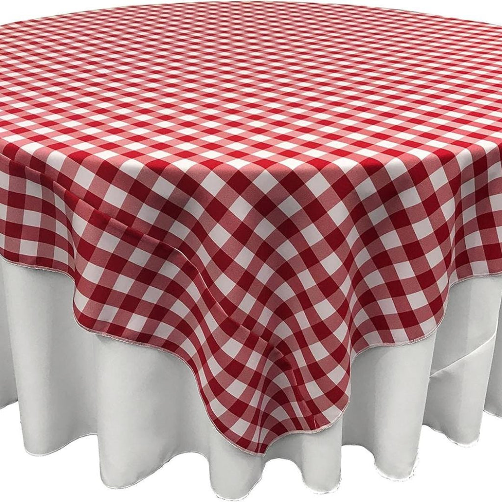 WHITE/RED - Gingham Overlay - Checkered Tablecloth for Parties - Farmhouse Tablecloth - Spring Tablecloth - Picnic Tablecloth