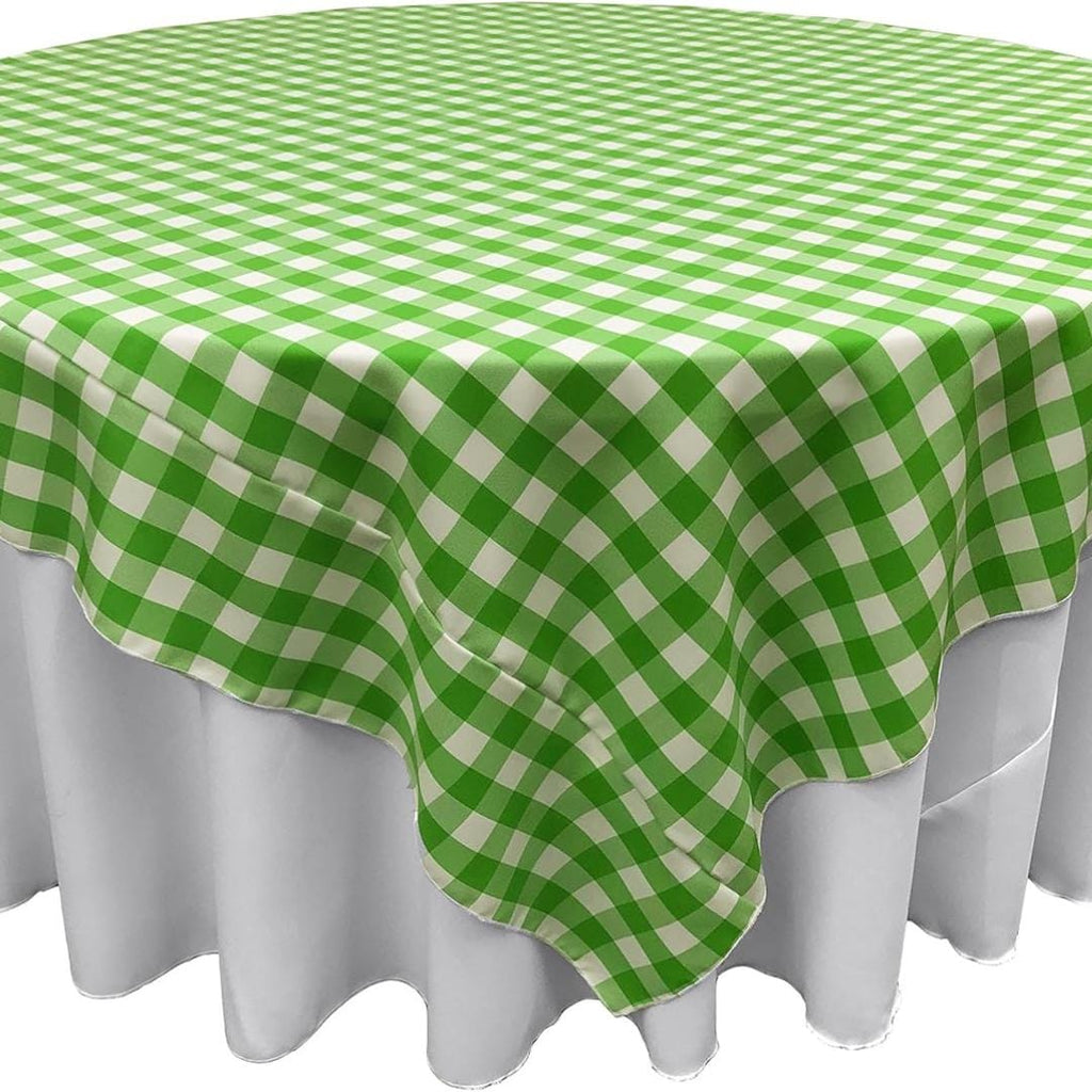 WHITE/LIME - Gingham Overlay - Checkered Tablecloth for Parties - Farmhouse Tablecloth - Spring Tablecloth - Picnic Tablecloth
