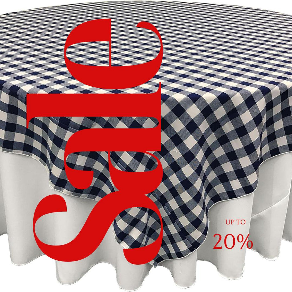 WHITE/NAVY - Gingham Overlay - Checkered Tablecloth for Parties - Farmhouse Tablecloth - Spring Tablecloth - Picnic Tablecloth