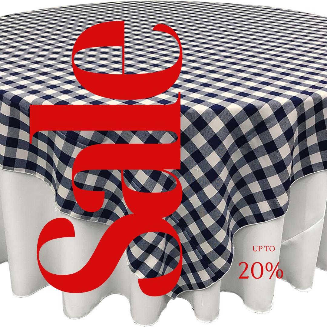 WHITE/NAVY - Gingham Overlay - Checkered Tablecloth for Parties - Farmhouse Tablecloth - Spring Tablecloth - Picnic Tablecloth
