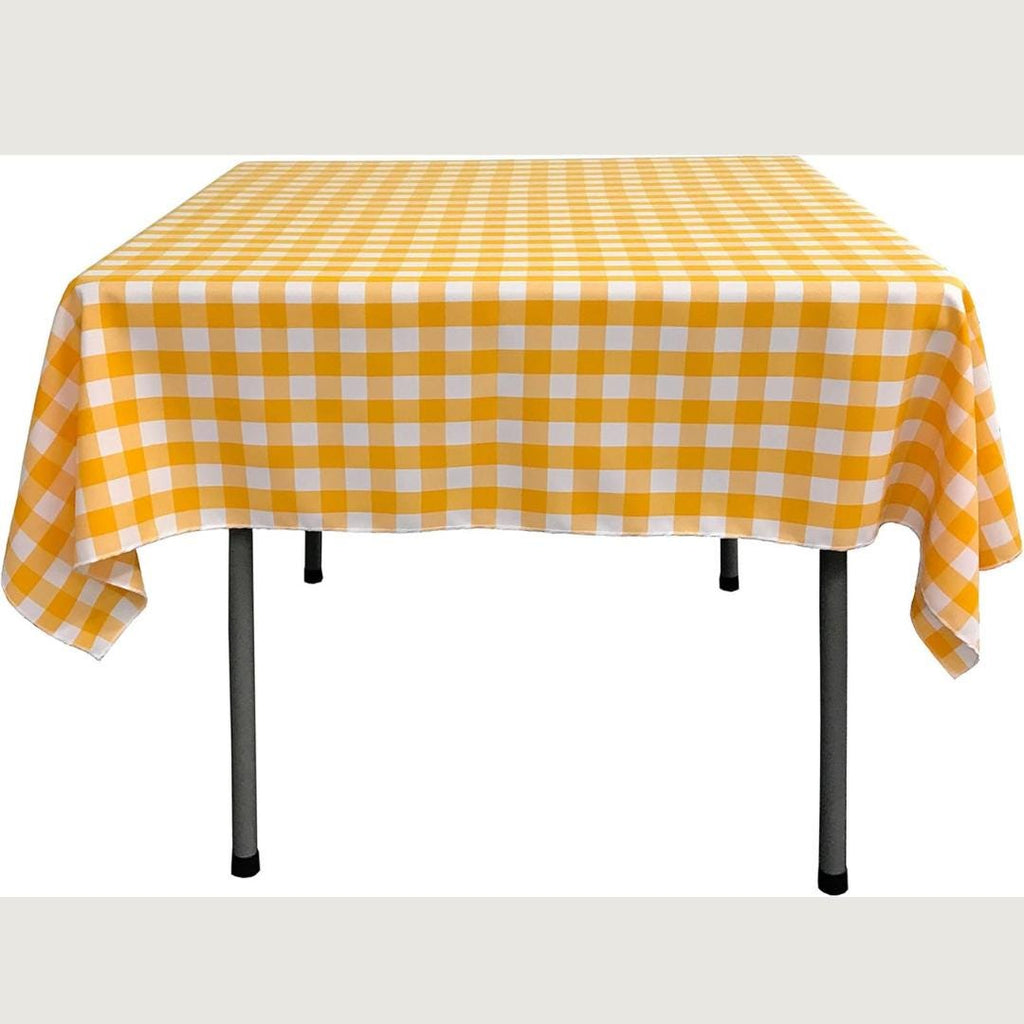 WHITE/YELLOW - Gingham Overlay - Checkered Tablecloth for Parties - Farmhouse Tablecloth - Spring Tablecloth - Picnic Tablecloth