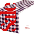 14" Wide Polyester Poplin Gingham, Checkered, Plaid Table Runner (White & Purple , 14" Wide x 90" Long) for Party Sweetest Day Wedding