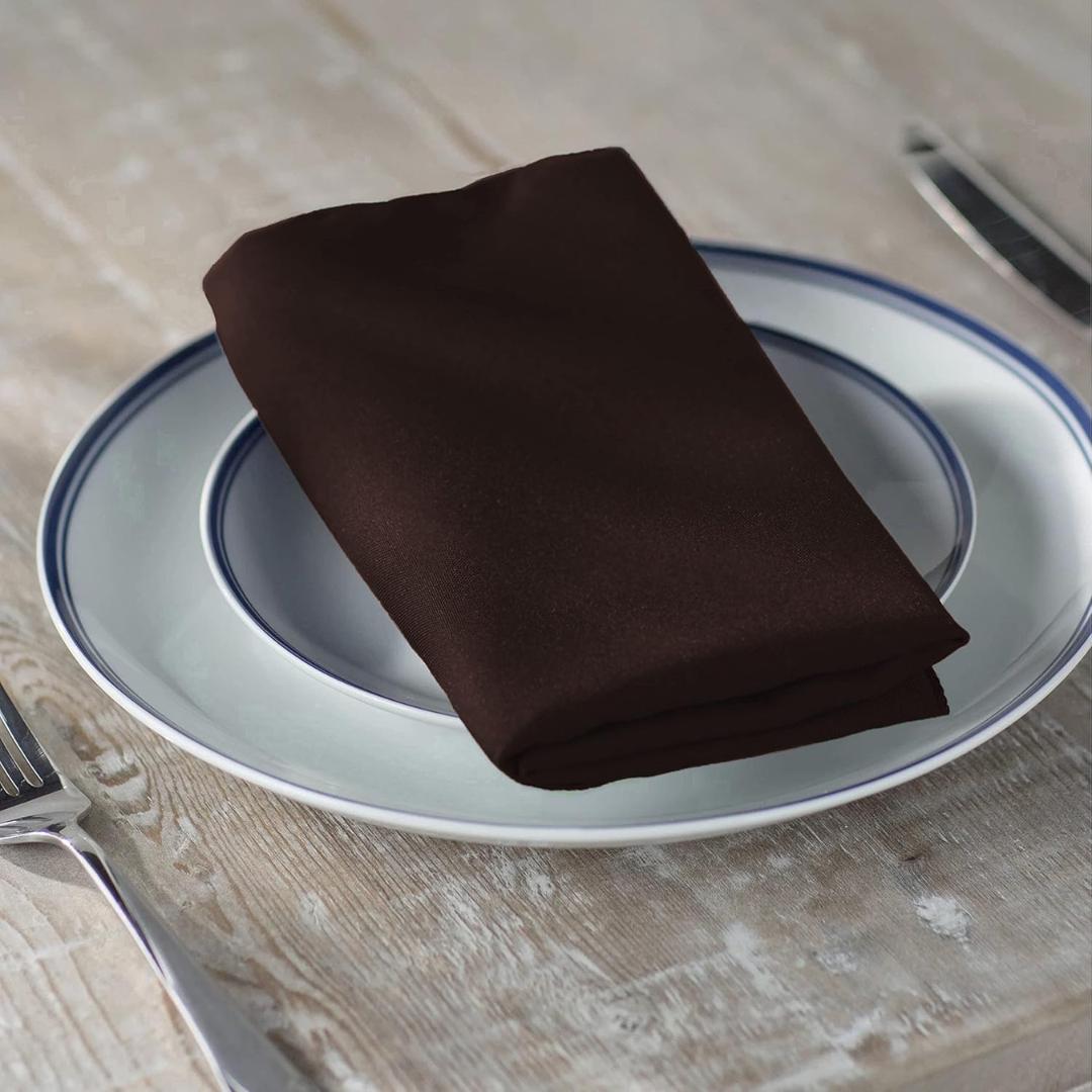 BROWN -Poly Poplin Napkin - 18" X 18" - Cloth Napkins, Washable Reusable Napkins,Wrinkle Resistance Napkins for Dinner, Wedding, Parties