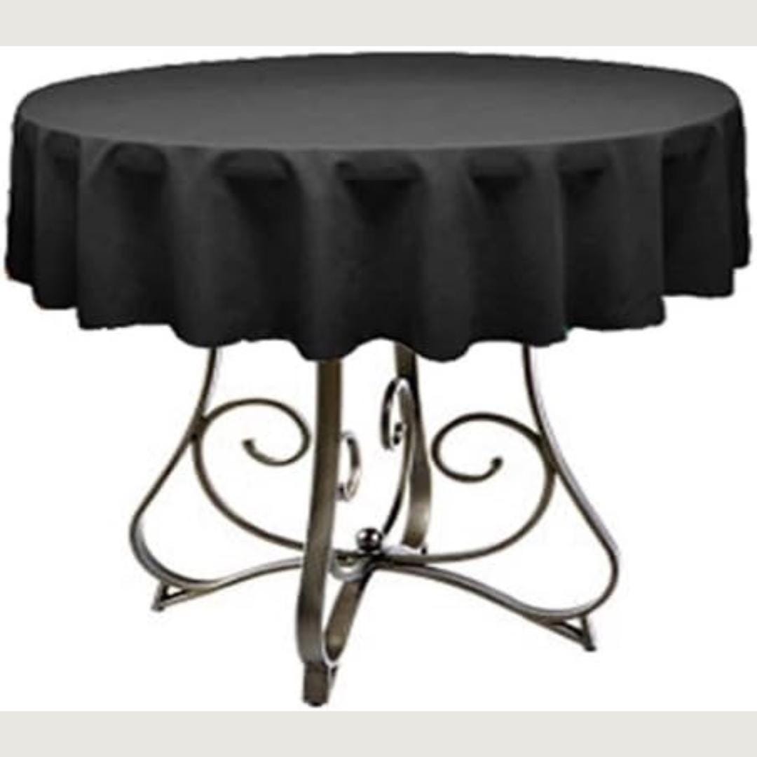 BLACK - Polyester Poplin Washable Round Tablecloth,  Table Cover Fabric Table Cloth for Dinning, Kitchen, Party, Holiday