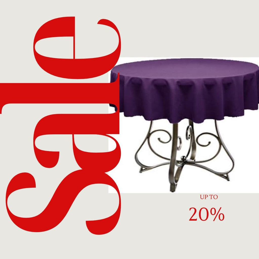 EGGPLANT - Polyester Poplin Washable Round Tablecloth,  Table Cover Fabric Table Cloth for Dinning, Kitchen, Party, Holiday