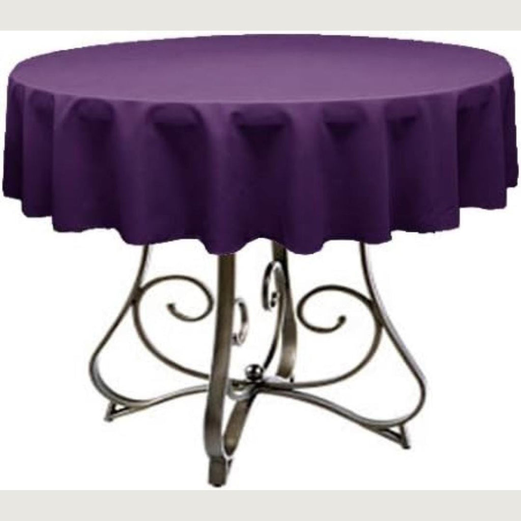 EGGPLANT - Polyester Poplin Washable Round Tablecloth,  Table Cover Fabric Table Cloth for Dinning, Kitchen, Party, Holiday