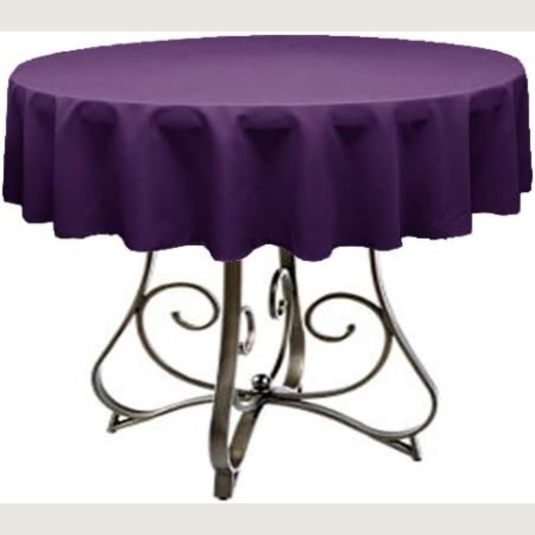 EGGPLANT - Polyester Poplin Washable Round Tablecloth,  Table Cover Fabric Table Cloth for Dinning, Kitchen, Party, Holiday