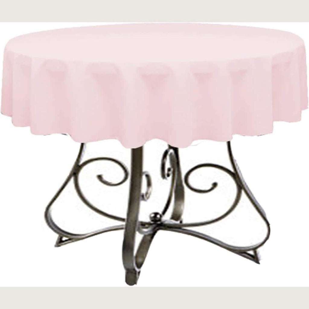LT PINK - Polyester Poplin Washable Round Tablecloth,  Table Cover Fabric Table Cloth for Dinning, Kitchen, Party, Holiday