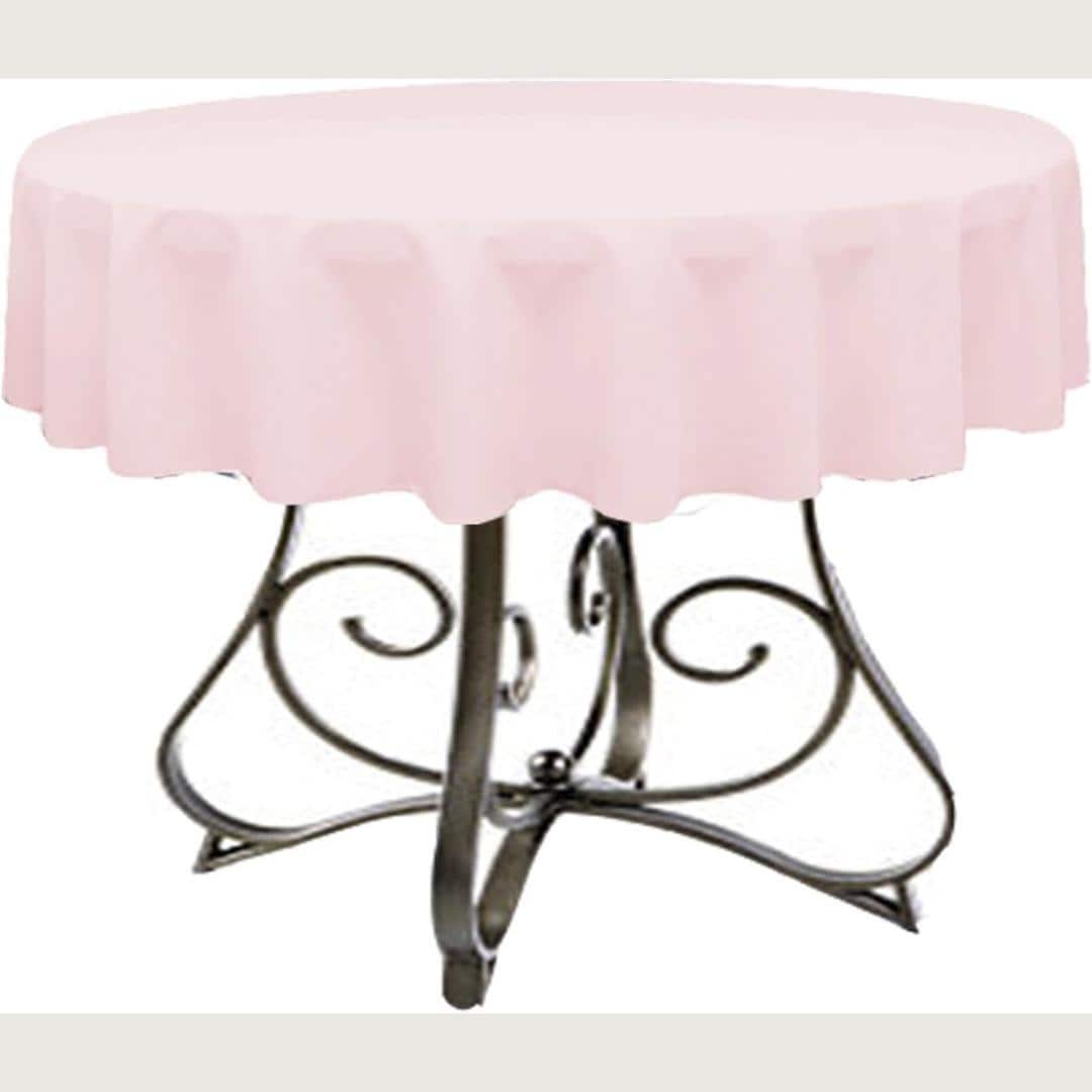 LT PINK - Polyester Poplin Washable Round Tablecloth,  Table Cover Fabric Table Cloth for Dinning, Kitchen, Party, Holiday
