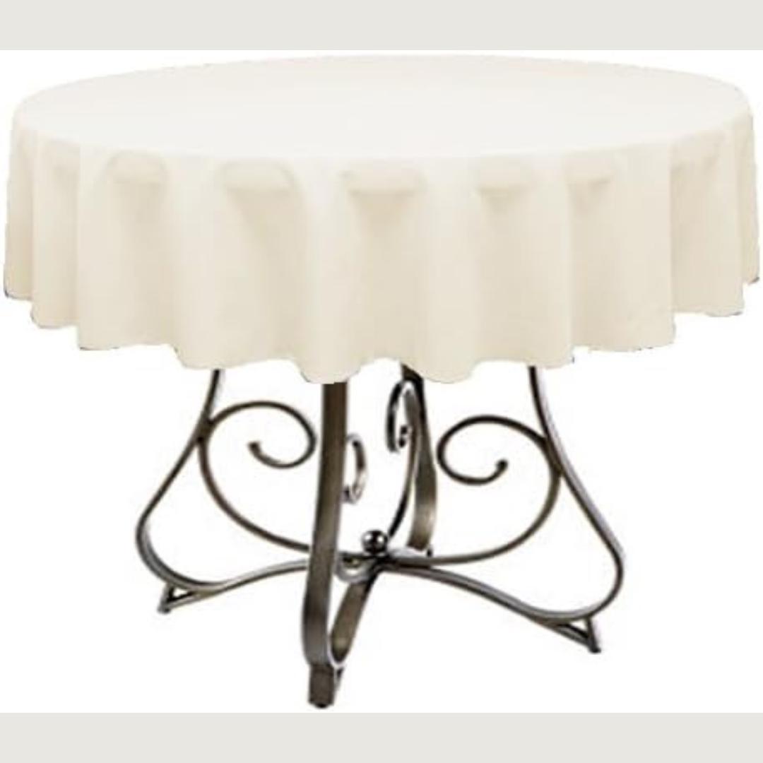 IVORY - Polyester Poplin Washable Round Tablecloth,  Table Cover Fabric Table Cloth for Dinning, Kitchen, Party, Holiday