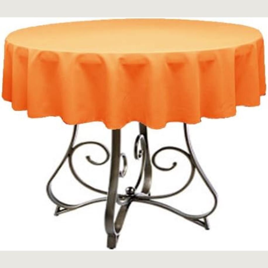 ORANGE - Polyester Poplin Washable Round Tablecloth,  Table Cover Fabric Table Cloth for Dinning, Kitchen, Party, Holiday