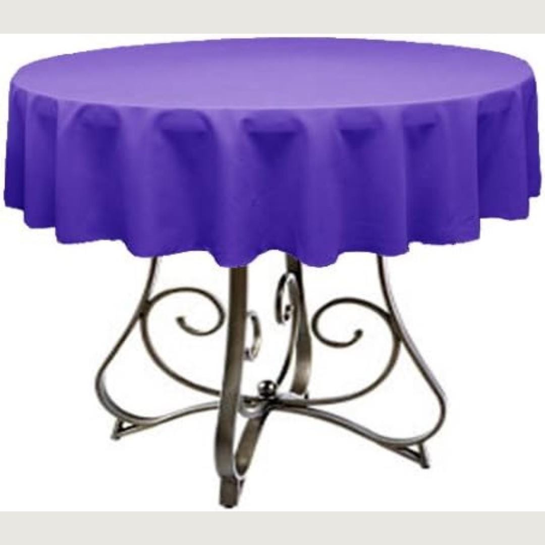 PURPLE - Polyester Poplin Washable Round Tablecloth,  Table Cover Fabric Table Cloth for Dinning, Kitchen, Party, Holiday