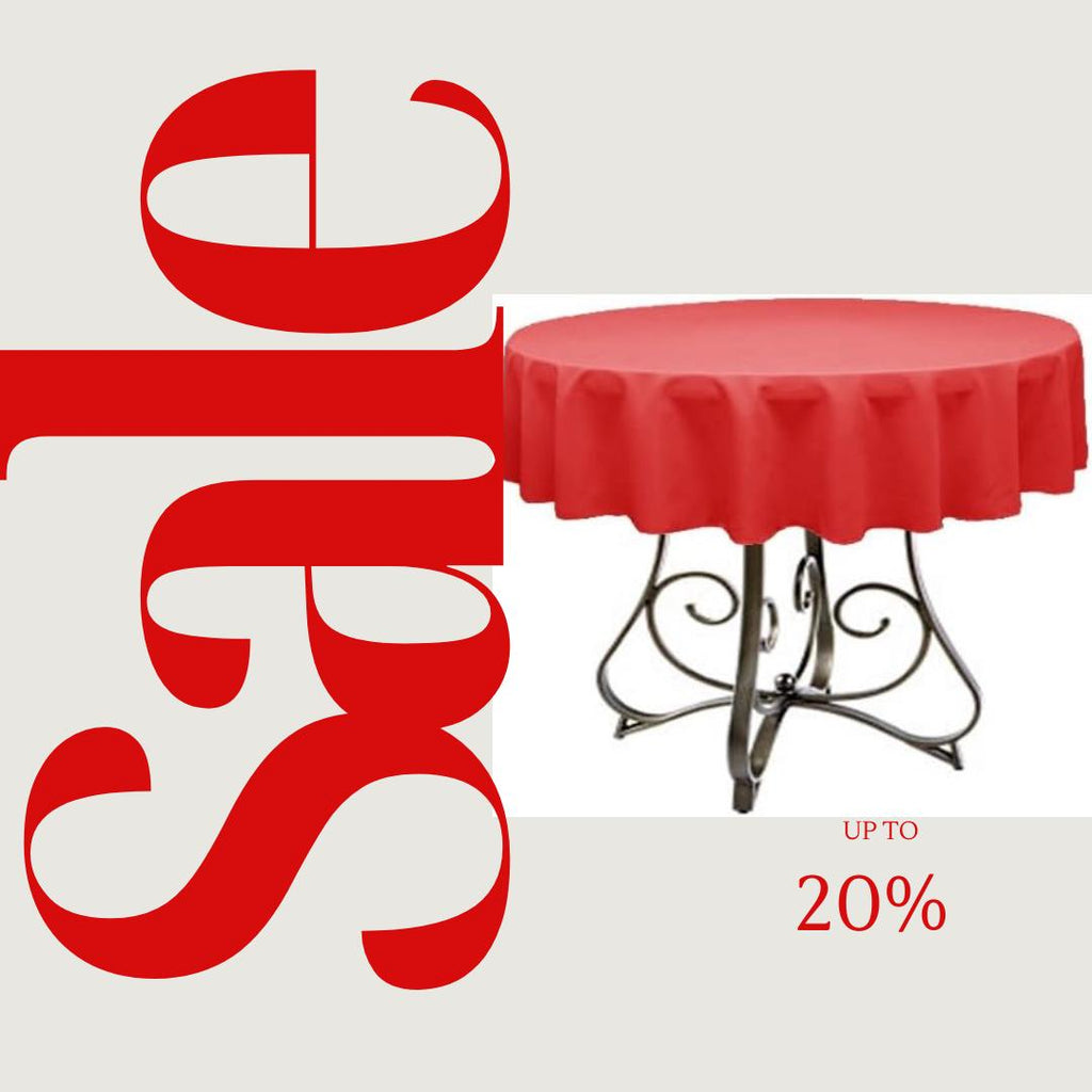 RED - Polyester Poplin Washable Round Tablecloth,  Table Cover Fabric Table Cloth for Dinning, Kitchen, Party, Holiday