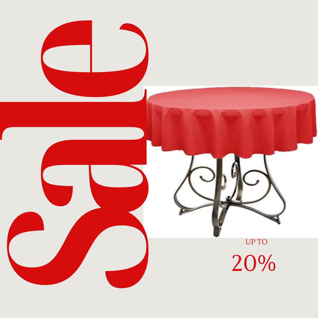 RED - Polyester Poplin Washable Round Tablecloth,  Table Cover Fabric Table Cloth for Dinning, Kitchen, Party, Holiday