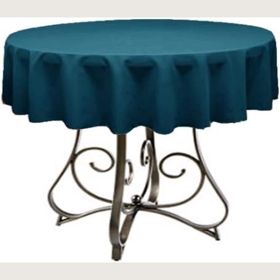 TEAL - Polyester Poplin Washable Round Tablecloth,  Table Cover Fabric Table Cloth for Dinning, Kitchen, Party, Holiday