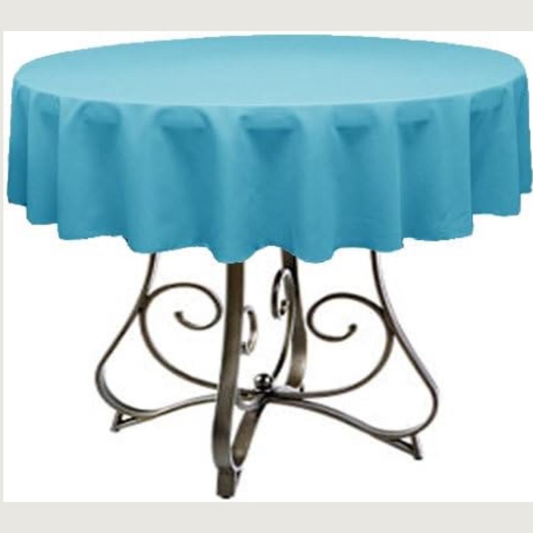 TURQUOISE - Polyester Poplin Washable Round Tablecloth,  Table Cover Fabric Table Cloth for Dinning, Kitchen, Party, Holiday