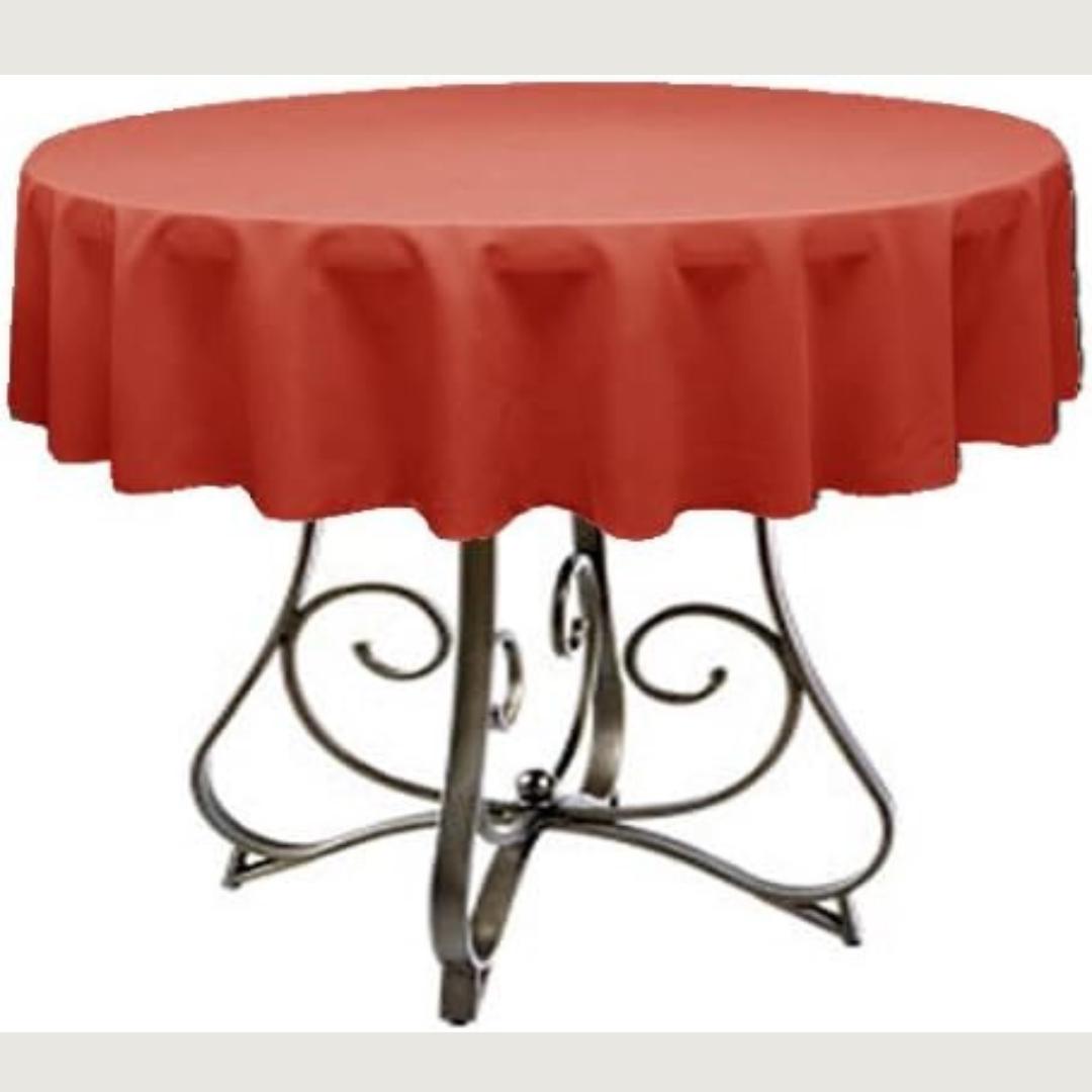 RUST - Polyester Poplin Washable Round Tablecloth,  Table Cover Fabric Table Cloth for Dinning, Kitchen, Party, Holiday