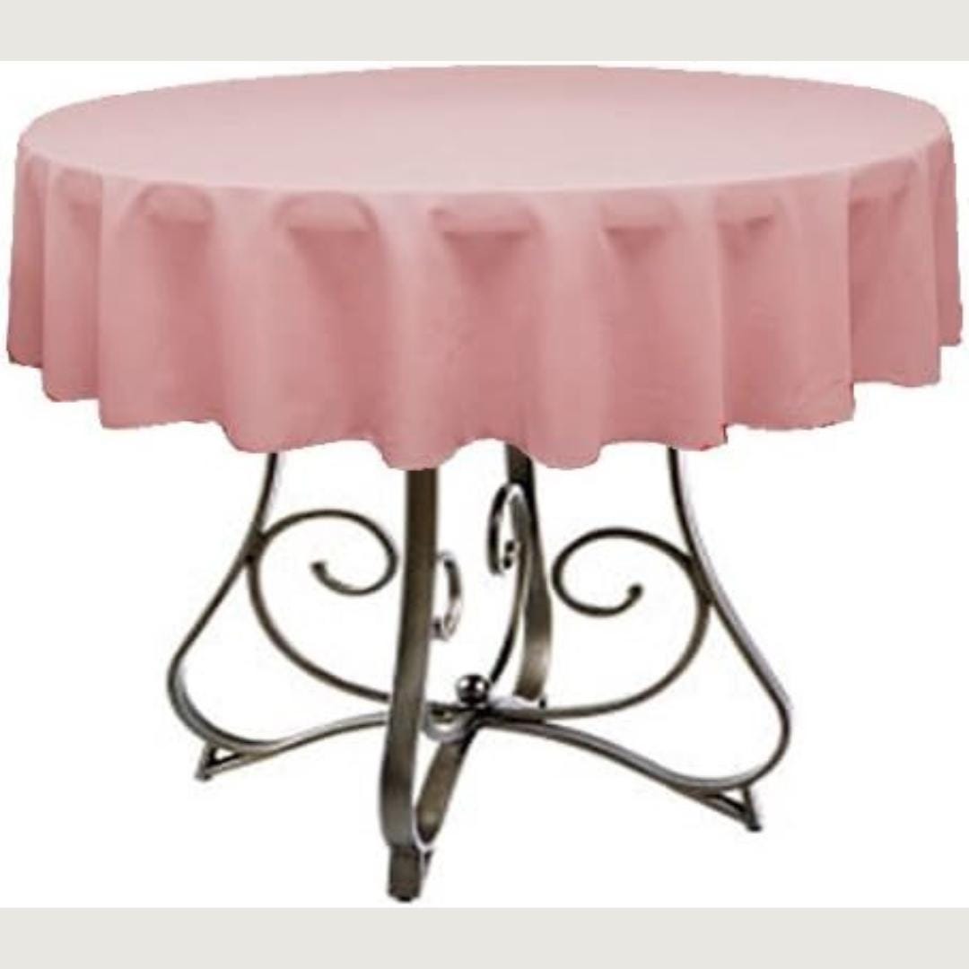 DUSTY ROSE - Polyester Poplin Washable Round Tablecloth,  Table Cover Fabric Table Cloth for Dinning, Kitchen, Party, Holiday