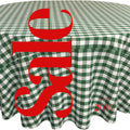 WHITE/HUNTER - Polyester Gingham Checkered Tablecloth - Round Table Cover Overlay for Wedding Birthday Party Baby Bridal Shower. Choose Size